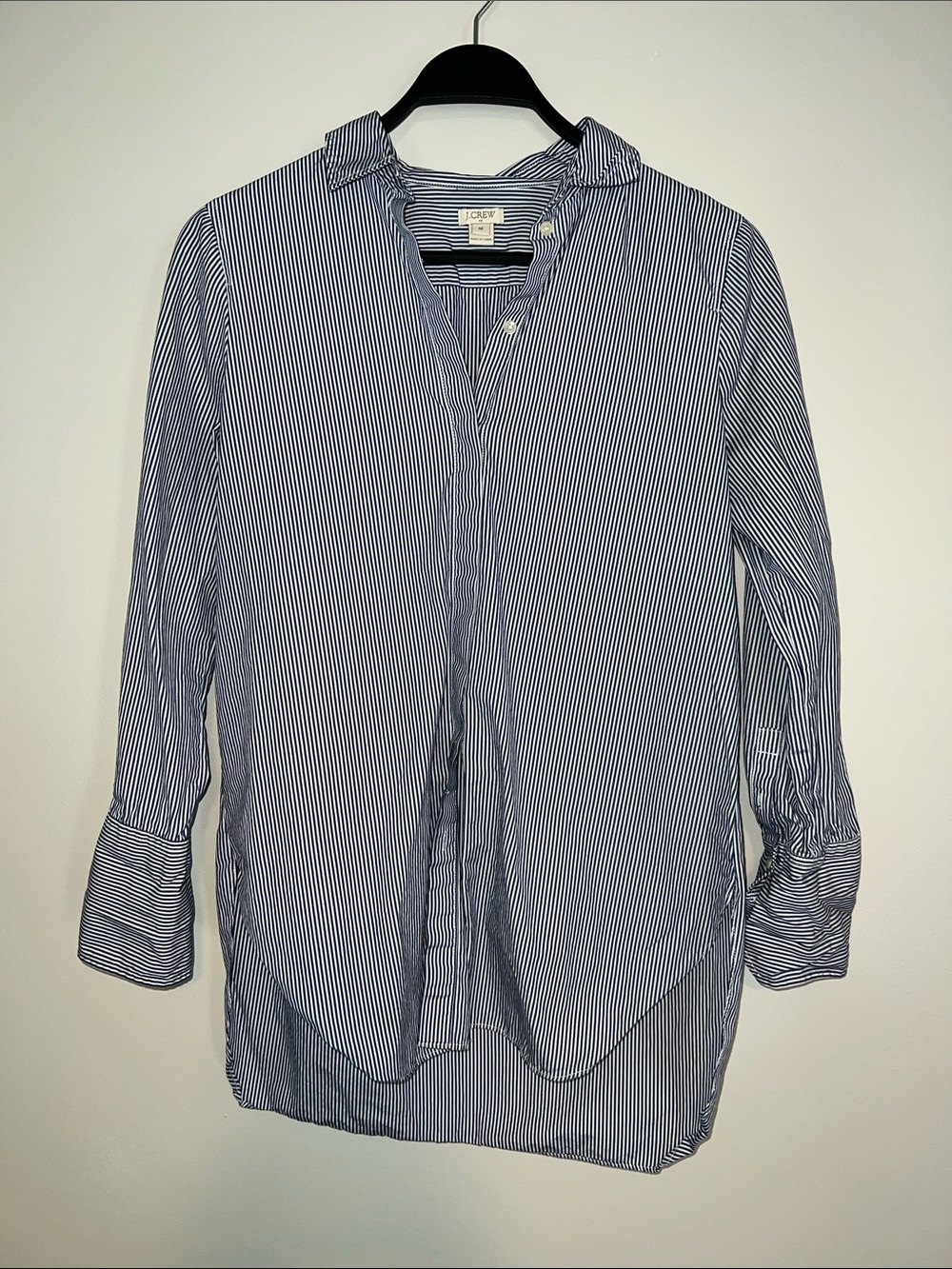 J.crew Tunic Style Navy Stripe Button down Medium